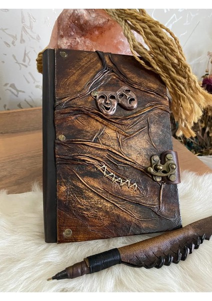 El Yapımı Tiyatro Hakiki Deri Dikişli Şamua Kağıt Eskitme Hediyelik Anı Günlük Ajanda Defter fiyatları