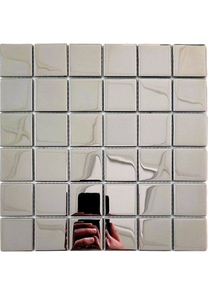 Hobi ve Sanatsal Çalışmalar Için 48X48MM. Gümüş Krom, 30X30CM. Fileli Kristal Mozaik.