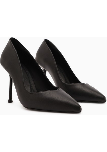 Arya Hakiki Deri Siyah Stiletto Kadın Topuklu Ayakkabı fırsatları