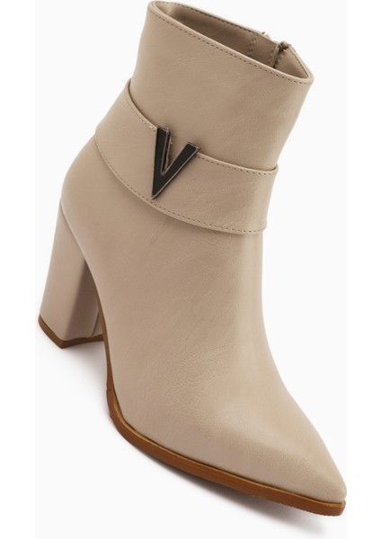Elvia Bej Tokalı Kalın Topuklu Kadın Bot