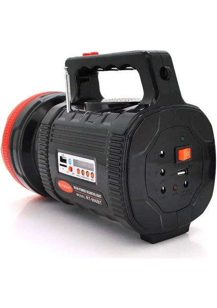 RT-906BT Solar Şarjlı Projektör El Feneri - Radyolu, Hoparlörlü ve 3 LED Ampul Çıkışlı fırsatları