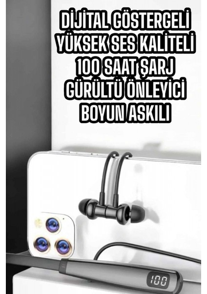 Boyun Askılı Bluetooth Kulaklık Uzun Şarj Süreli Dijital Göstergeli Kablolu fırsatları