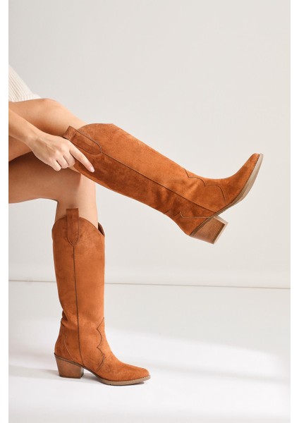 Lhena Taba Süet Western Çekme Çizme fırsatları