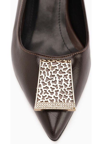 Lian Kahve Tokalı Stiletto Kadın Topuklu Ayakkabı modelleri