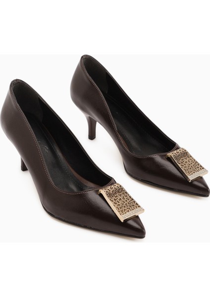 Lian Kahve Tokalı Stiletto Kadın Topuklu Ayakkabı fırsatları