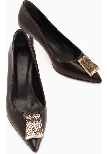 Lian Kahve Tokalı Stiletto Kadın Topuklu Ayakkabı indirimleri