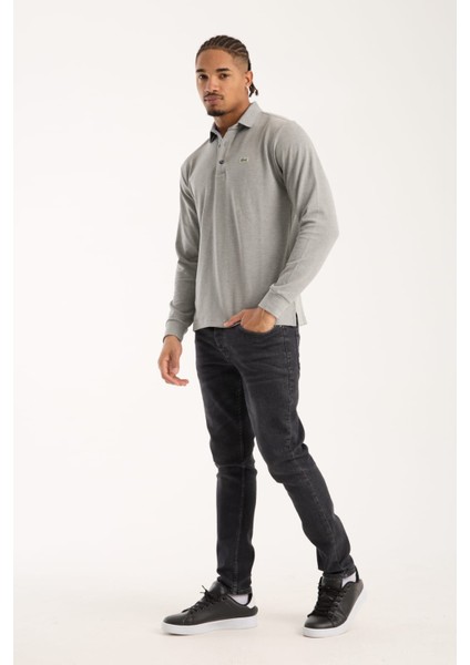 Polo Uzun Kol Gri Regular Fit