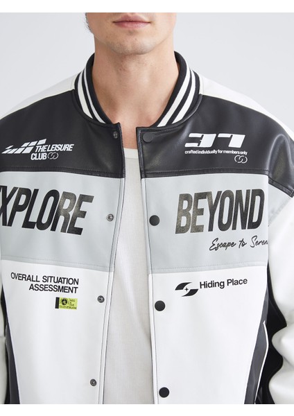 Yeni Sezon Rahat Kalıp Kolej Yaka Logolu Erkek Mont modelleri