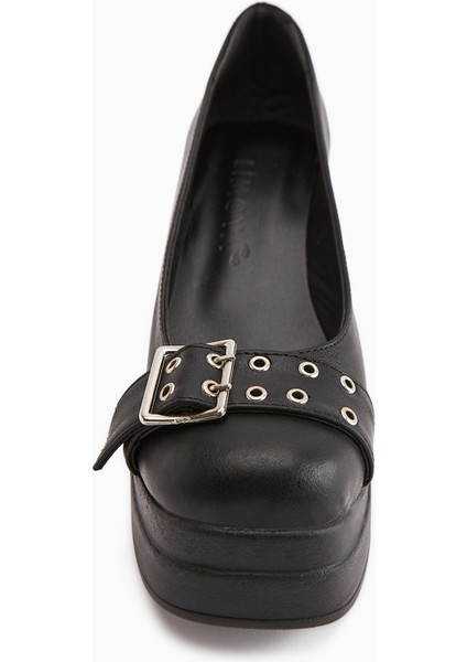 Salin Siyah Kemer Detaylı Dekolteli Topuklu Günlük Ayakkabı modelleri