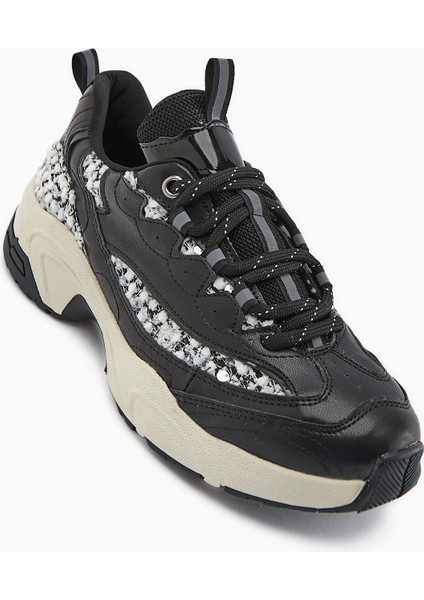 Rozhin Siyah Pullu Kalın Taban Kadın Spor Ayakkabı fiyatları