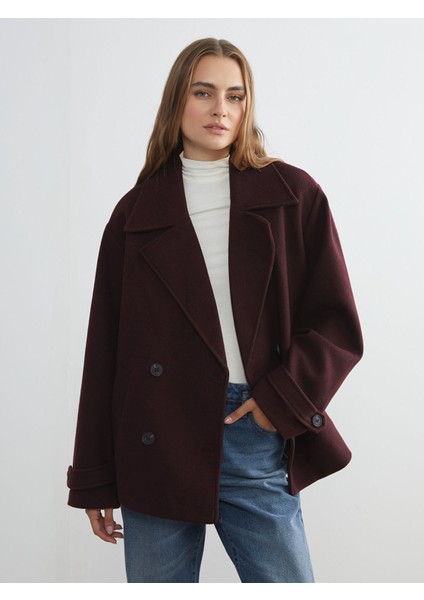 Yeni Sezon Kruvaze Yaka Kadın Kaşe Kaban