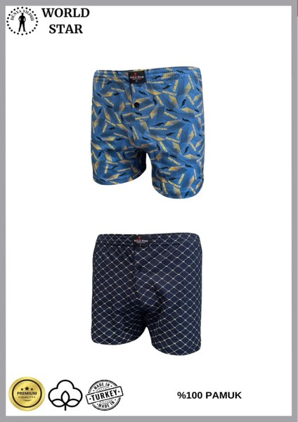 Venüsshopping- 2'li Likralı Pamuklu Renkli Erkek Boxer