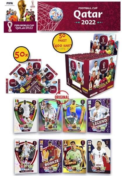 Dünya Kupası Panini Fıfa 2022 Adrenalyn Xl Qatar World Cup Trading Kartı (50 Paket 400 Kart)