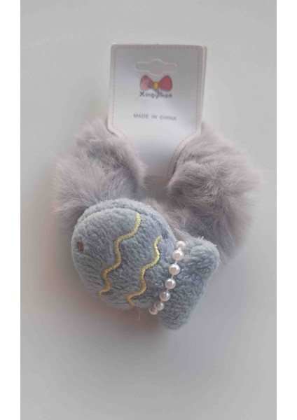 Peluş Balık Detaylı Simit Toka Gri