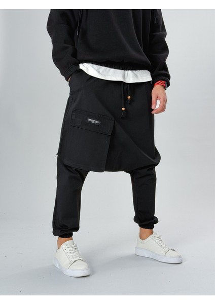 Tasarım Büyük Cepli Erkek Siyah Şalvar COC2557