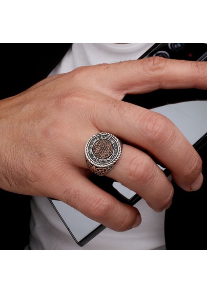 925 Ayar Gümüş Hz Süleyman Mührü Model Yüzük modelleri