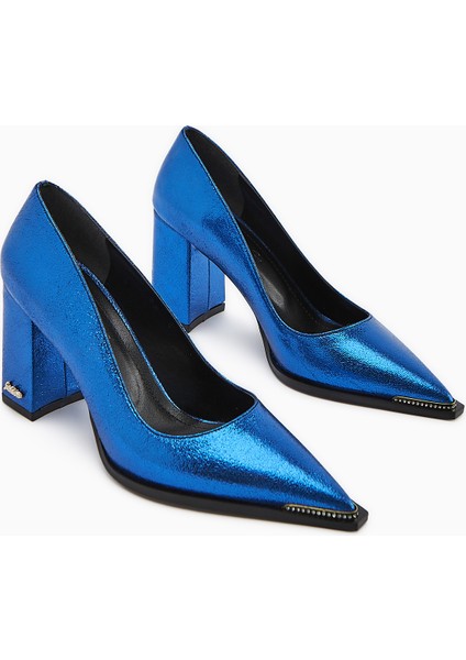 Bonny Mavi Kalın Topuklu Kadın Ayakkabı modelleri