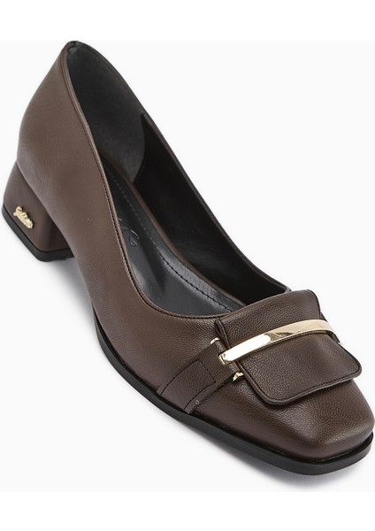 Gresa Kahve Tokalı Kısa Topuklu Kadın Ayakkabı
