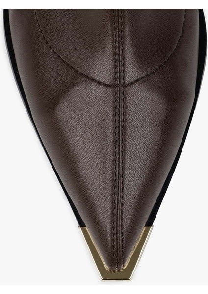 Kadın Belin Kahve Cilt Önü Metal Detaylı Streç Topuklu Bot indirimleri