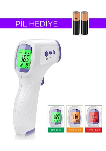 Temassız Kızılötesi Dijital Ateş Ölçer Vücut ve Yüzey Sıcaklığı Termometresi Renkli Uyarı Ekranlı fiyatları