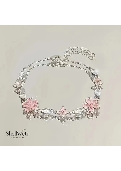 Sakurra Çiçekli Bileklik Sevgililer Günü , Annenize Verilecek En Güzel Gümüş Kapalama Hediye