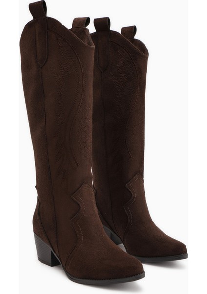 Hero Kahve Süet Nakışlı Kovboy Çizme modelleri