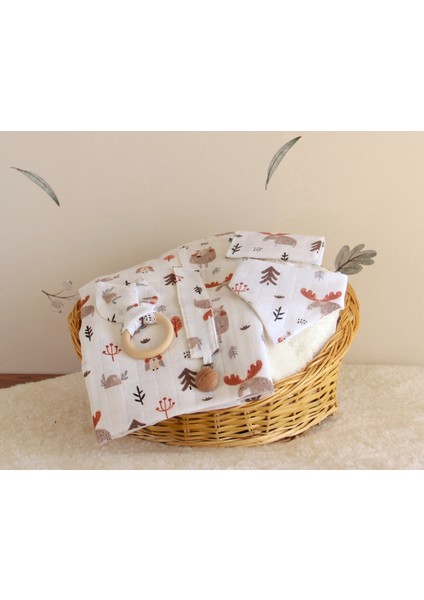 Orman Desenli %100 Pamuk 7 Parça Erkek Bebek Hediye Kutusu – Pike, Müslin Set ve Papyonlu Tulum fiyatları