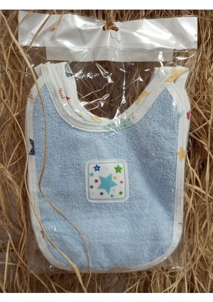 3’lü Bebek Mama Önlüğü Seti – Mavi Yıldız Desenli