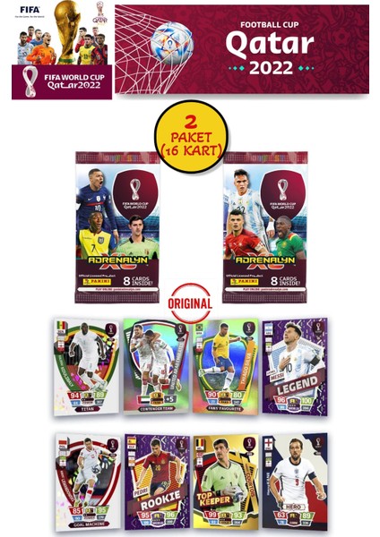 Dünya Kupası Panini Fıfa 2022 Adrenalyn Xl Qatar World Cup Trading Kartı (2 Paket 16 Kart)