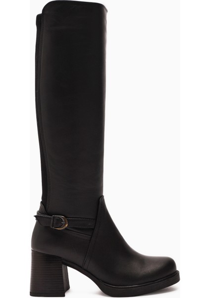 Gerti Siyah Topuklu Kadın Çizme