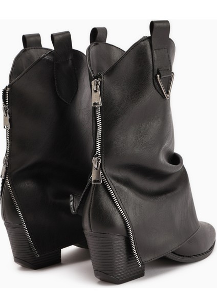 Peggy Siyah Kadın Topuklu Western Çizme fırsatları