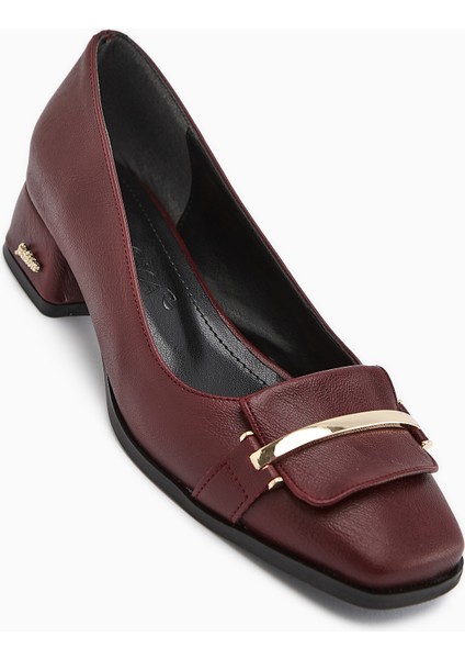 Gresa Bordo Tokalı Kısa Topuklu Kadın Ayakkabı