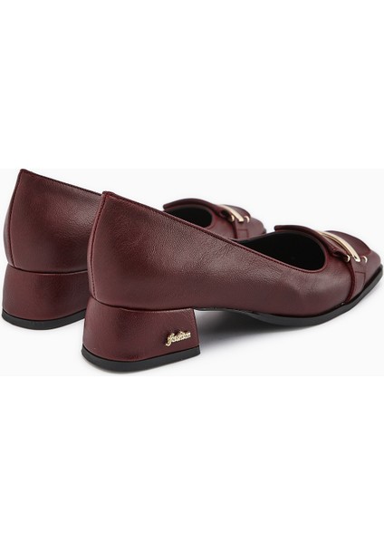 Gresa Bordo Tokalı Kısa Topuklu Kadın Ayakkabı indirimleri