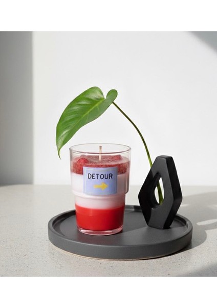 Ahududu Reçeli Tasarım Mum | Detour Etiketli Lüks Kokulu Bardak Mum | Soya & Jel Mum Karışımı