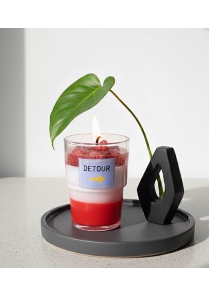Ahududu Reçeli Tasarım Mum | Detour Etiketli Lüks Kokulu Bardak Mum | Soya & Jel Mum Karışımı fiyatları