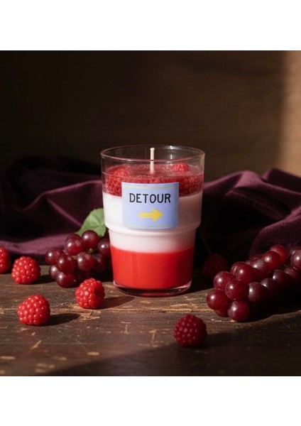 Ahududu Reçeli Tasarım Mum | Detour Etiketli Lüks Kokulu Bardak Mum | Soya & Jel Mum Karışımı modelleri