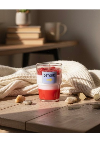 Ahududu Reçeli Tasarım Mum | Detour Etiketli Lüks Kokulu Bardak Mum | Soya & Jel Mum Karışımı fırsatları