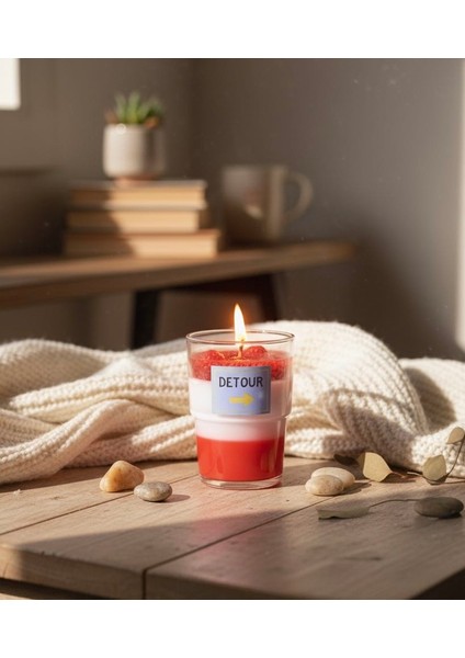 Ahududu Reçeli Tasarım Mum | Detour Etiketli Lüks Kokulu Bardak Mum | Soya & Jel Mum Karışımı indirimleri
