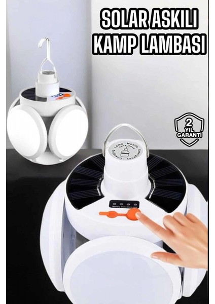 Katlanabilir Taşınabilir Kamp Lambası Işıldak Beyaz Işık Güneş Enerjili Solar Aydınlatma