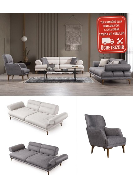 3+3+1 Koltuk Takımı - Sırt ve Kol Atlamalı