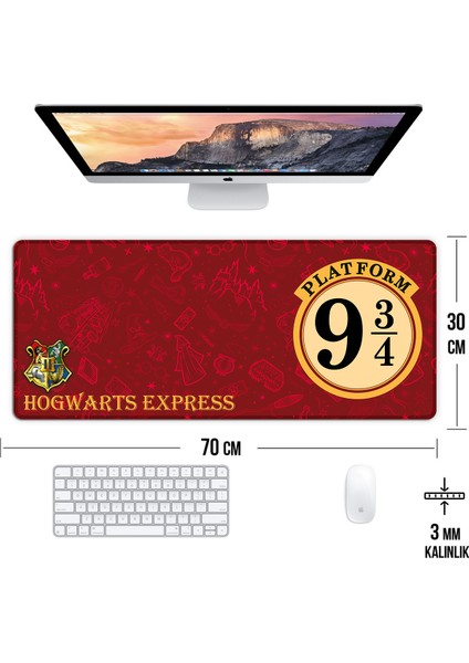Harry Potter Hogwarts Görünümlü Oyun Gaming Klavye Mouse Pad Kaymaz Taban Kenarları Dikişli Masa Matı 70X30 cm modelleri