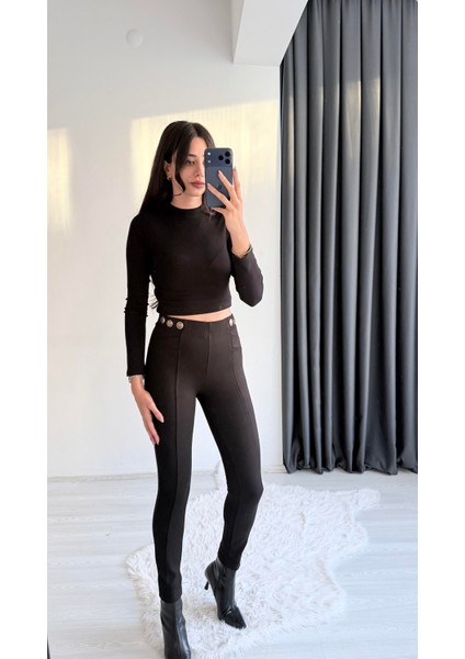 Frecans Gold Düğme Detaylı Toparlayıcı Tayt