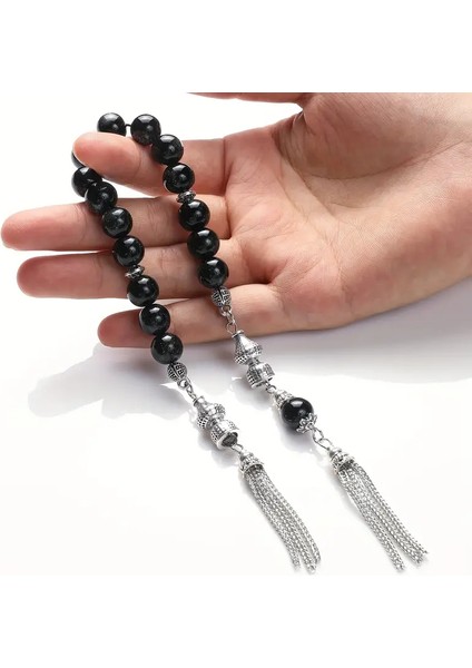 Özel Üretim Sallama Ağabey Tesbih Siyah Doğal Taş Erkek Hediye Tesbih