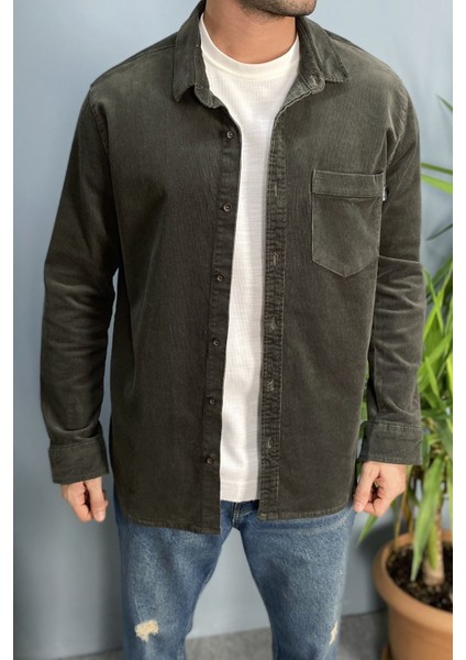 Cepli Uzun Kol Haki Fitilli Kadife Gömlek fırsatları