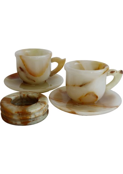 Oniks Doğal Taş 2’li Fincan ve 3 Inç Kül Tablası Seti – El Yapımı Şık Dekoratif Hediyelik, Doğal Taş Enerjisiyle fiyatları