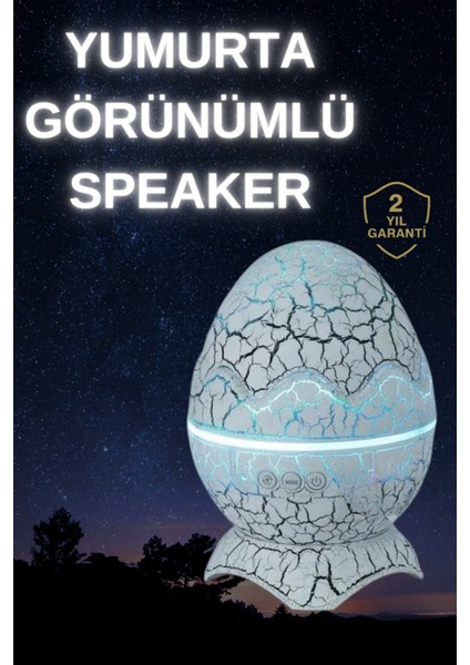 Dinozor Yumurtası Gece Masa Lambası Bluetooth Hoparlör 14 Renk Seçeneği