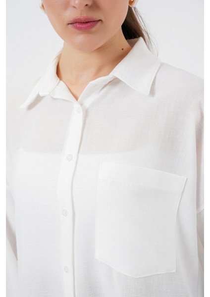 Kadın Tek Cepli Oversize Poplin Gömlek Trend Gömlek fırsatları