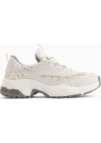 Rozhin Beyaz Pullu Kalın Taban Kadın Spor Ayakkabı fiyatları