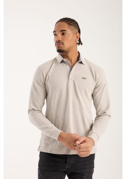 Polo Uzun Kol Açık Bej Regular Fit