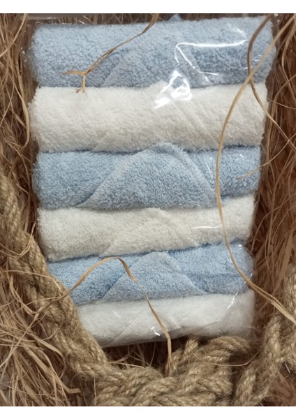 Erkek Bebek 6’lı Pamuklu Ağız Mendili Seti – Mavi Beyaz Kurdeleli fırsatları